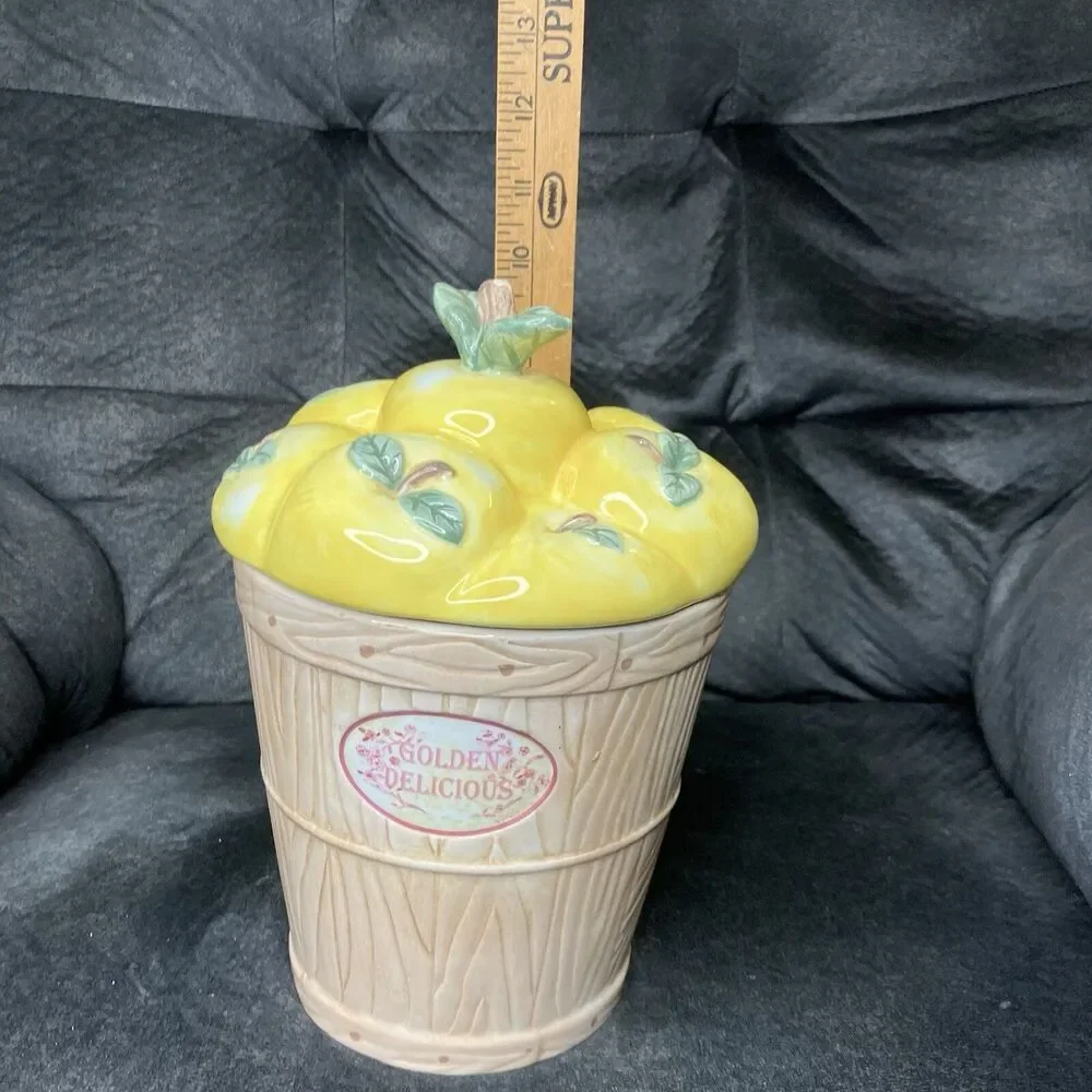 PFALTZGRAFF Ceramic Canister Golden Delicious Apples Cookie Jar Vintage